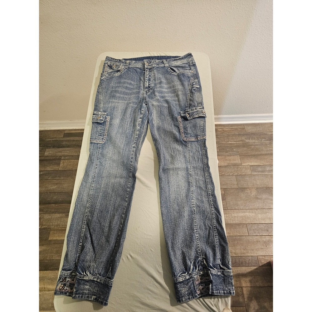 Apollo Jeans 17/18 Blue Denim Cargo Pants Y2K Style